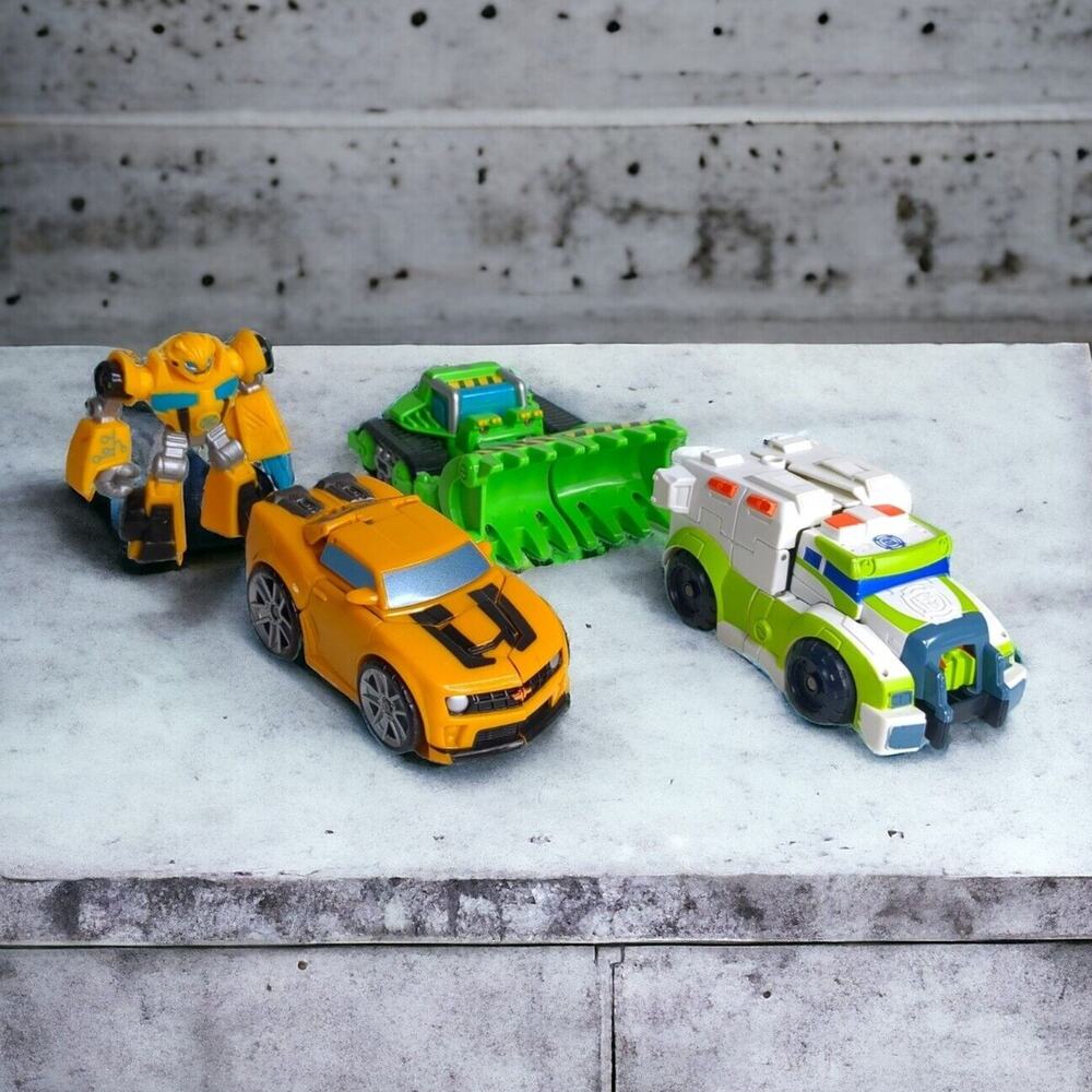 Lot of 4 Transformers 2008 Bumblebee Rescue Bots Dozer Ambulance Action Figures